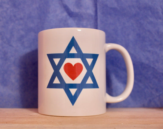 Jewish Star Heart mug **all profits donated**